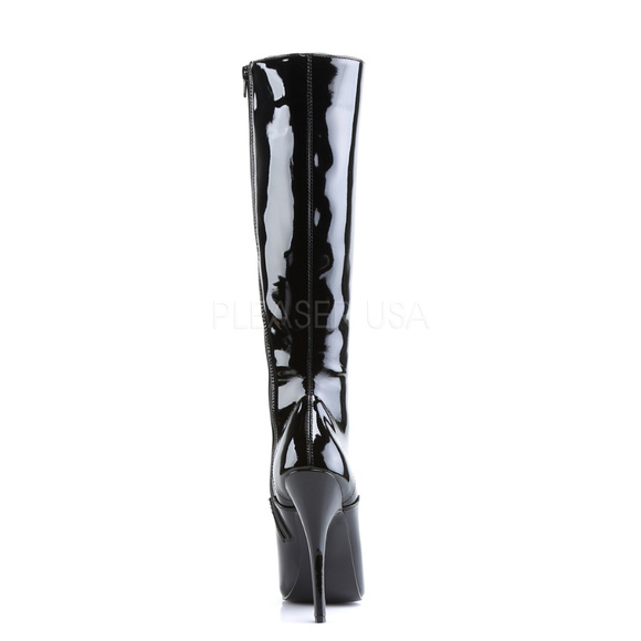 Patent Pointy Toe Lace Up Knee High Heel Boots - Picture 4 of 5